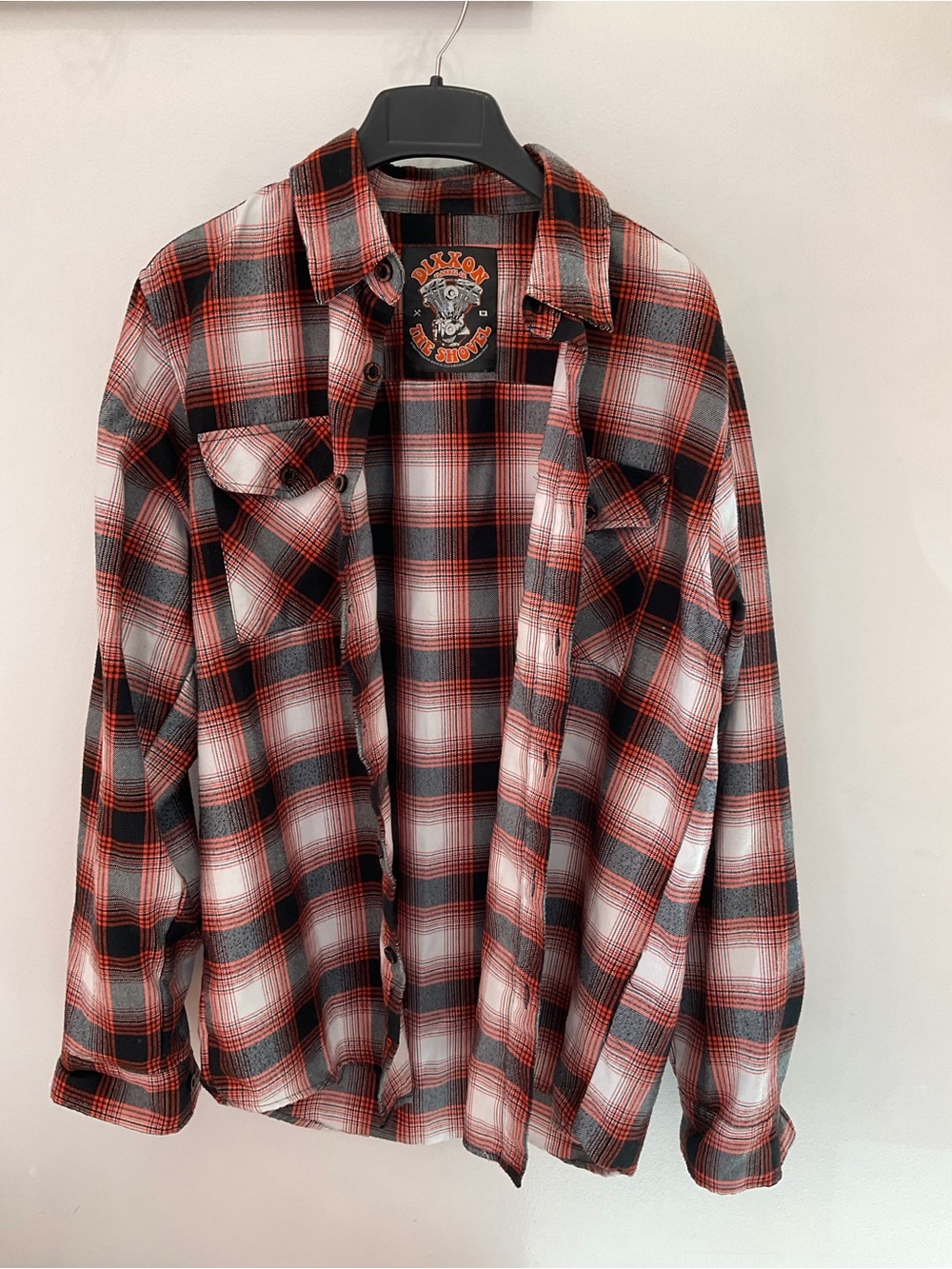DIXXON “The Shovel” Red, Black & White Plaid Button-Down Shirt